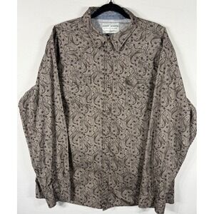 Cody James Button Down Brown Long Sleeve Shirt Paisley Print Western Size 2XL